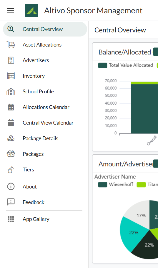 Altivo dashboard side-menu